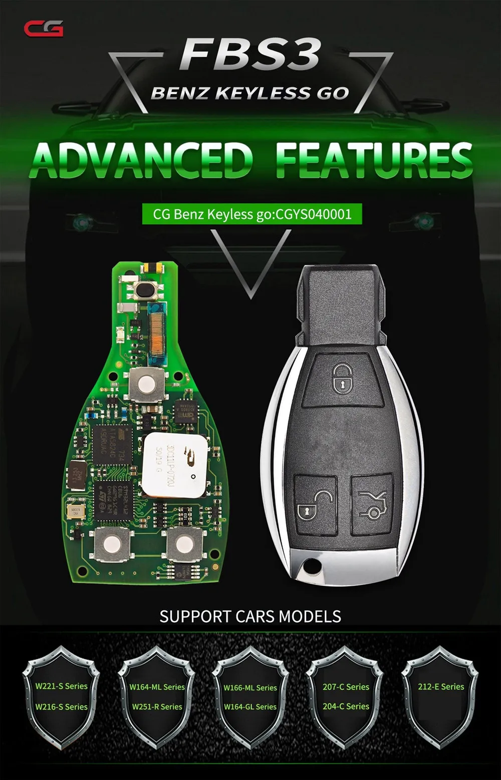 CGDI одна кнопка старт без ключа Go Smart быть ключ 315/433 МГц для Mercedes-Benz Key 3/4 Кнопка