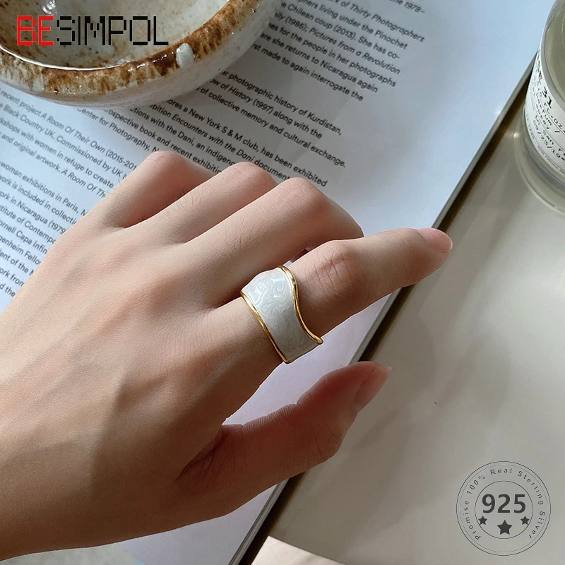 Besimpol Real 925 Sterling Silver Ring Bread Shaped Enamel Cream Pearly Simple Ring Adjustable Ring for Women Fine Jewelry Gifts
Besimpol Real 925 Sterling Silver Ring Bread Shaped Enamel Cream Pearly Simple Ring Adjustable Ring for Women Fine Jewelry Gifts