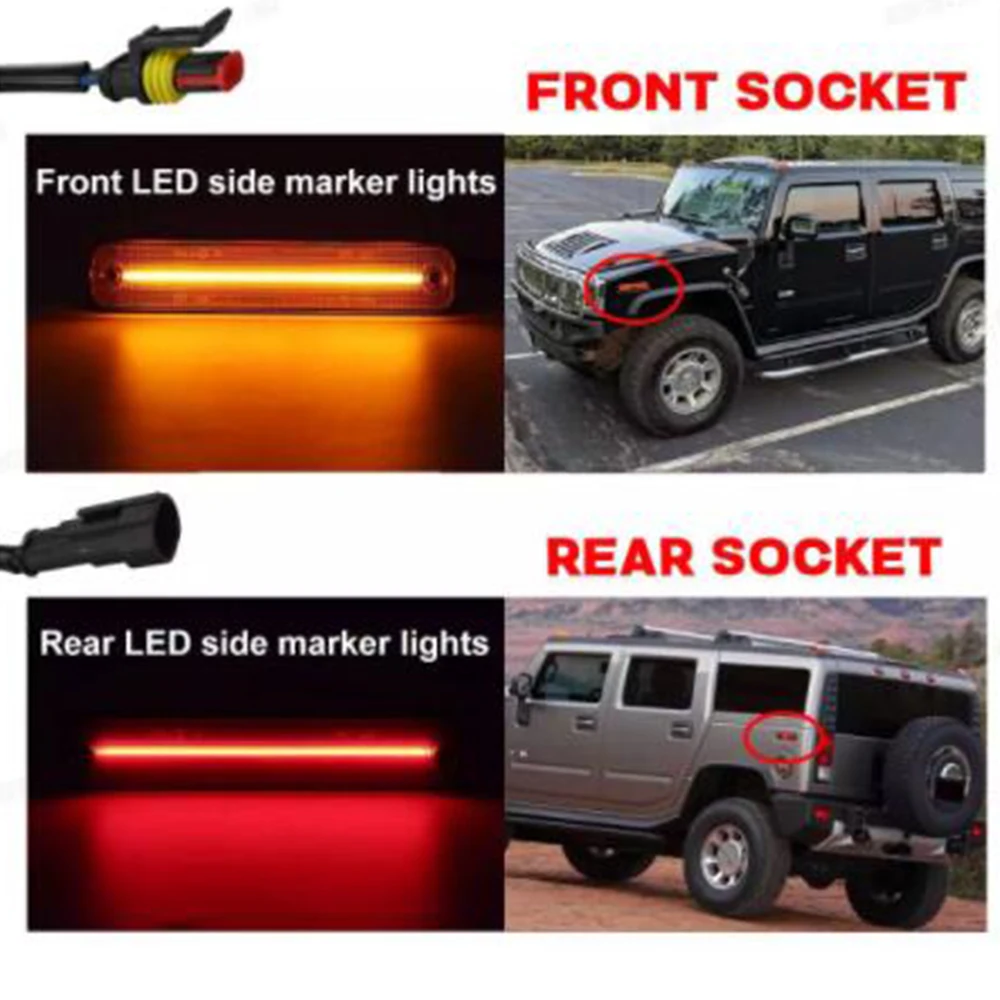 12V LED Side Marker Lights 15114677 18.3x3.5cm 25952319 4pcs ABS Housing