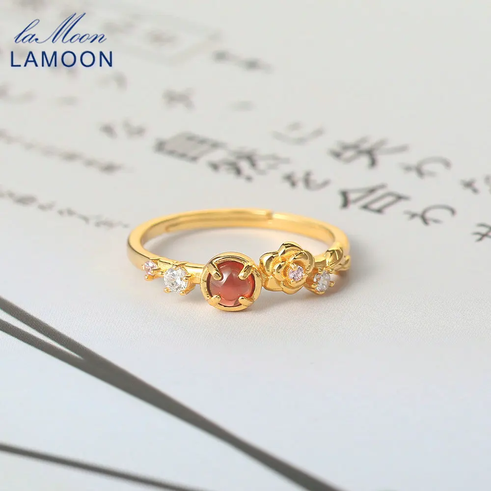 LAMOON 925 Sterling Silver Ring For Women Natural Garnet Rose Flower Wedding Ring 14K Gold Plated Fine Jewelry Wholesale LMRI108
LAMOON 925 Sterling Silver Ring For Women Natural Garnet Rose Flower Wedding Ring 14K Gold Plated Fine Jewelry Wholesale LMRI108