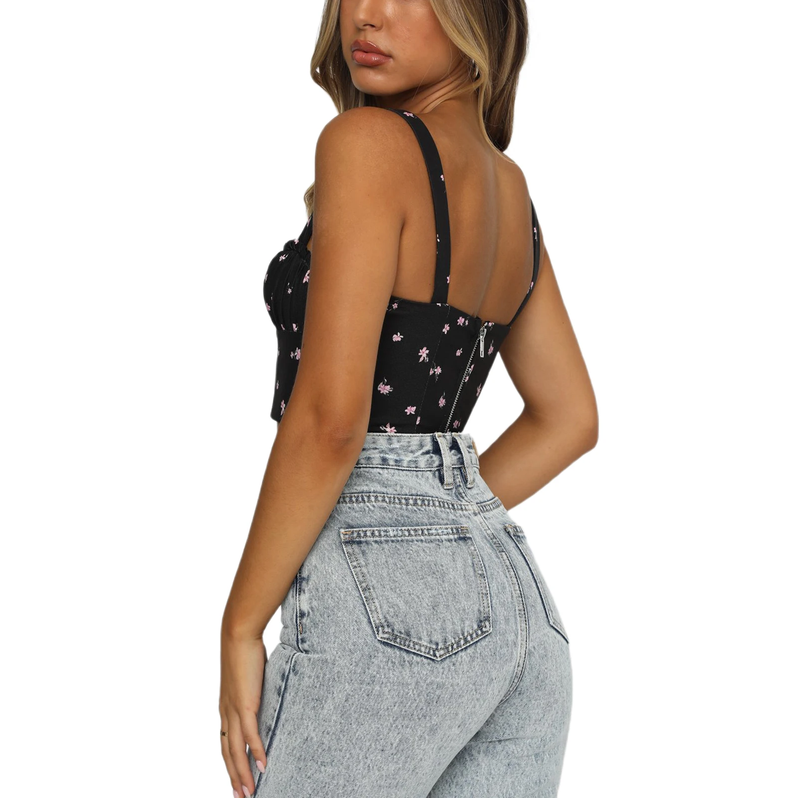 Summer Women's 2021 Bustier Tank Tops, Pleated Hollowed Drawstring Front Lace-up Neck Slimming Short Vest Clothes 
Summer Women's 2021 Bustier Tank Tops, Pleated Hollowed Drawstring Front Lace-up Neck Slimming Short Vest Clothes