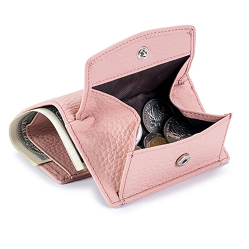 

Womens Wallets and Purses Genuine Leather Fashion Small Wallet with Mini Coin Pocket Rfid Blocking Purse Designer Portfel Damski