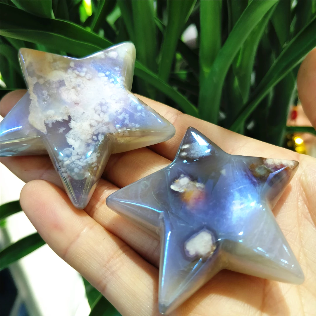 Natural Cherry Blossom Agate Stones Electroplating Angel Halo Five Stars Fantastic Ornaments Reiki Quartz Crystal Modern Decor
Natural Cherry Blossom Agate Stones Electroplating Angel Halo Five Stars Fantastic Ornaments Reiki Quartz Crystal Modern Decor