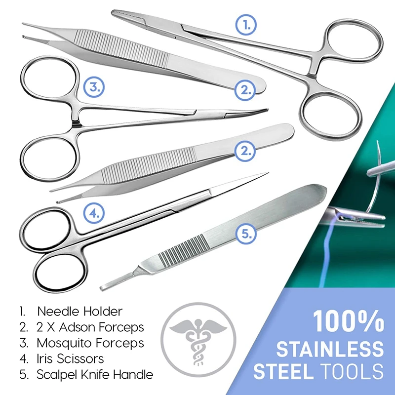17 in 1 Skin Suture Training Kit Operate Suture Practice Training Silicone Pad Needle Scissors Tool Kit
17 in 1 Skin Suture Training Kit Operate Suture Practice Training Silicone Pad Needle Scissors Tool Kit