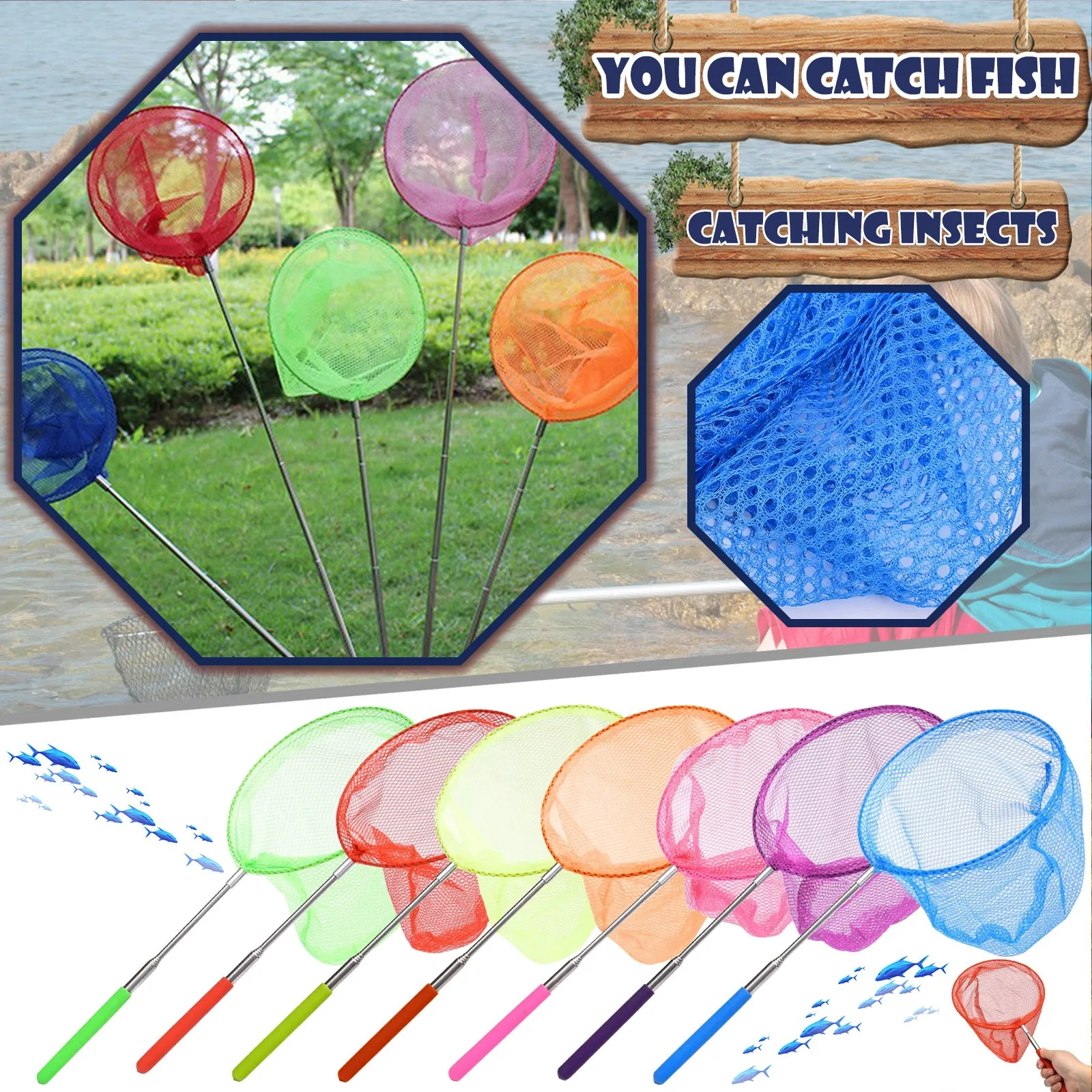 Children's Fishing Net Rainbow Beach Retractable Toys Kids Butterfly Insect Catching Game Small Fish Catching Foldable Juguete
Children's Fishing Net Rainbow Beach Retractable Toys Kids Butterfly Insect Catching Game Small Fish Catching Foldable Juguete