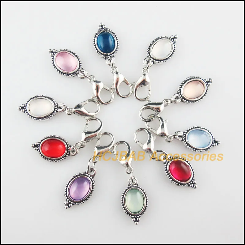 10Pcs Tibetan Silver Tone Oval Flower Frame Mixed Resin Charms Pendants With Lobster Claw Clasps 9x16mm
10Pcs Tibetan Silver Tone Oval Flower Frame Mixed Resin Charms Pendants With Lobster Claw Clasps 9x16mm