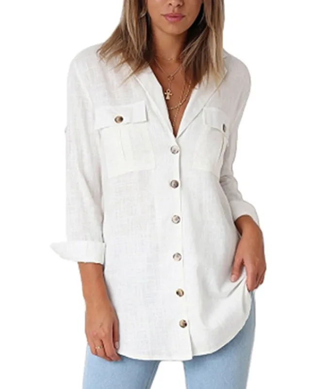 V Lead 2 Edge Pocket Long Sleeve Chiffon Shirt 2020 Spirng Turn-down Collar Ladies Office Shirts Roupas Femininas Ez*
V Lead 2 Edge Pocket Long Sleeve Chiffon Shirt 2020 Spirng Turn-down Collar Ladies Office Shirts Roupas Femininas Ez*