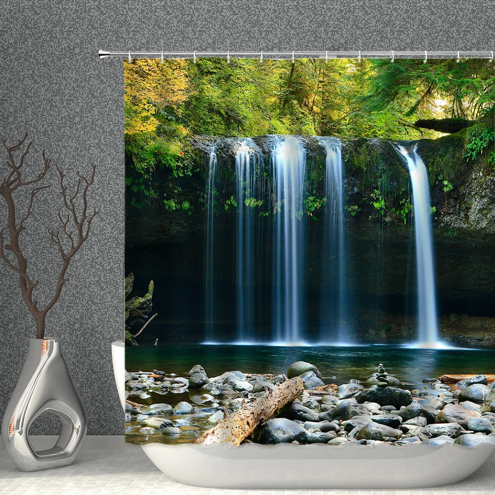 Waterfall Pattern Shower Curtain Spring Natural Scenery Mountain Forest Waterproof Polyester Fabric With Hooks Home Decoration
Waterfall Pattern Shower Curtain Spring Natural Scenery Mountain Forest Waterproof Polyester Fabric With Hooks Home Decoration
