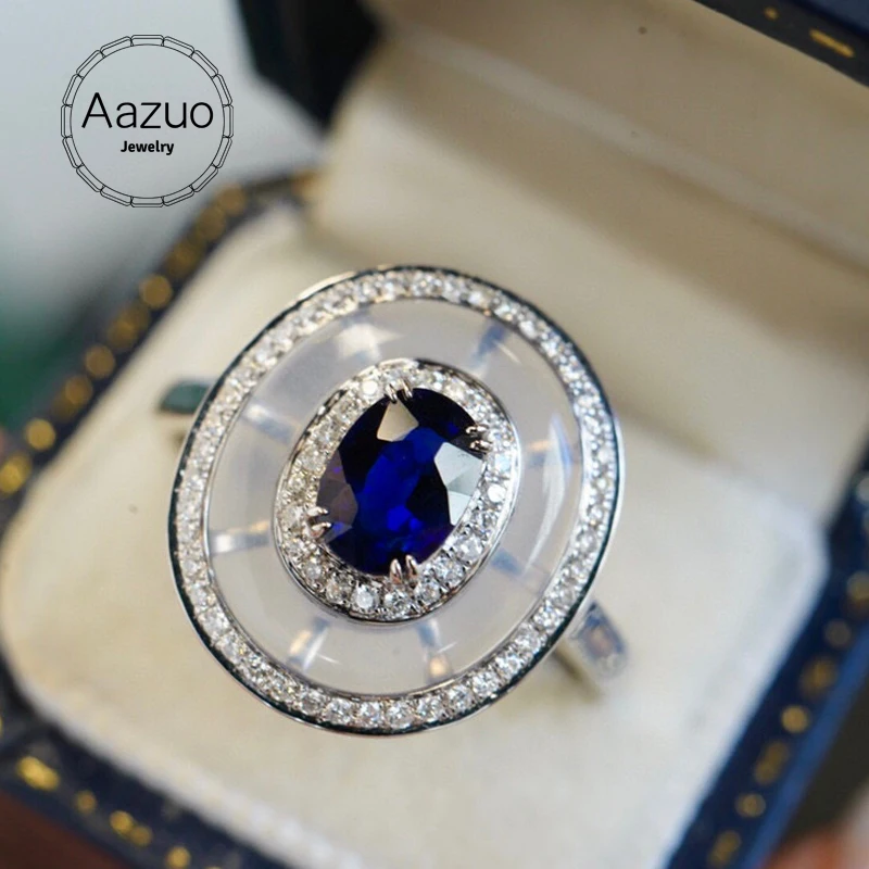 Aazuo 18K White Gold Natural Blue Sapphire White Crystal Real Diamonds Classic Oval Ring for Women Senior Banquet Party
Aazuo 18K White Gold Natural Blue Sapphire White Crystal Real Diamonds Classic Oval Ring for Women Senior Banquet Party