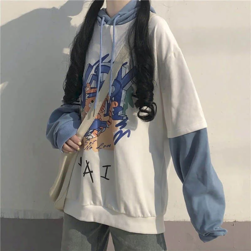 New Autumn Spring Cartoon Velvet Hoodies Women Pullover Loose Long Patchworked Sleeves Casual Women Fleece Hooded Sweatshirts
New Autumn Spring Cartoon Velvet Hoodies Women Pullover Loose Long Patchworked Sleeves Casual Women Fleece Hooded Sweatshirts