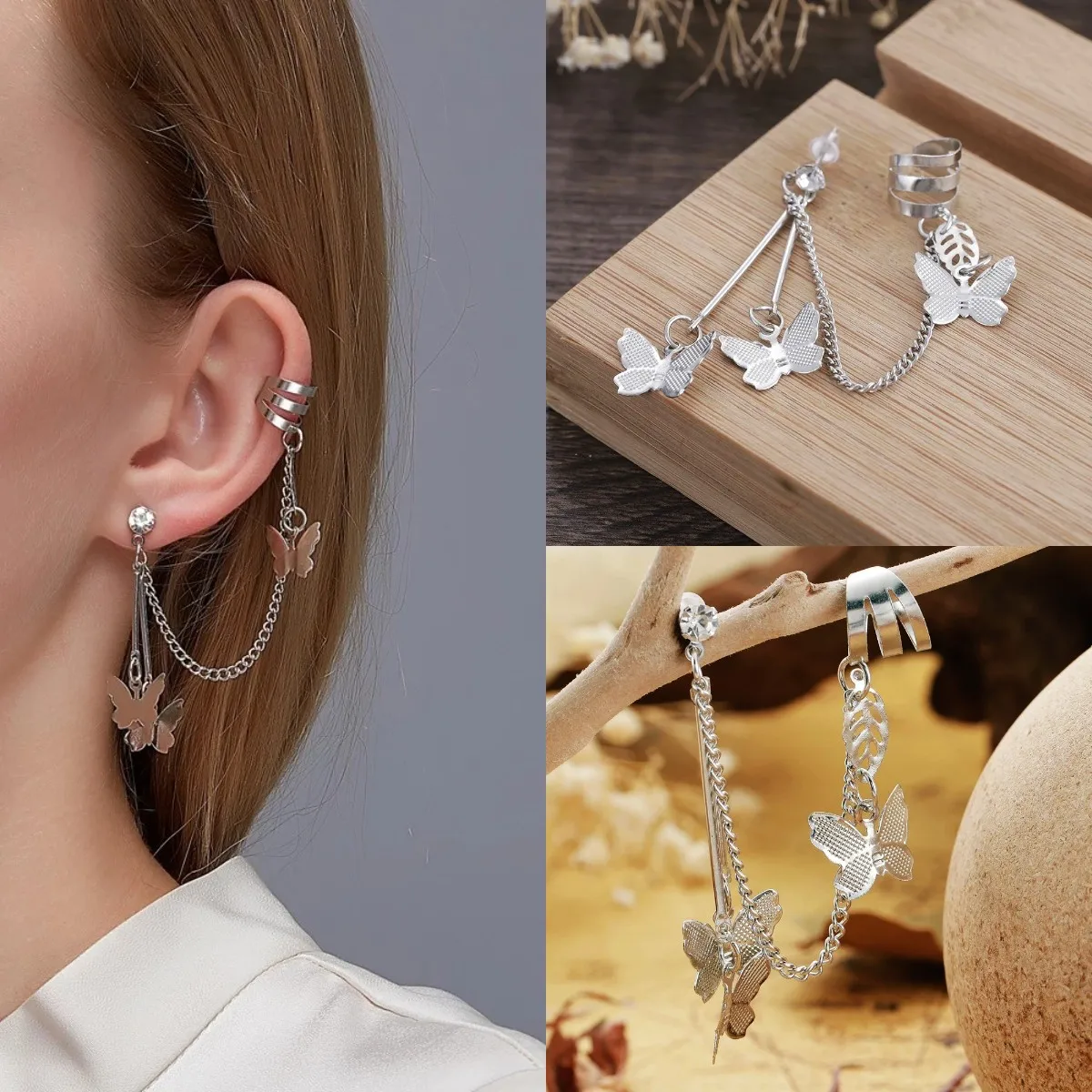 2021 Hanging Butterfly Clip Earrings Ear Hook Stainless Steel Hoop Double Unusual Pierced Earring Women Girls Punk Jewelry
2021 Hanging Butterfly Clip Earrings Ear Hook Stainless Steel Hoop Double Unusual Pierced Earring Women Girls Punk Jewelry