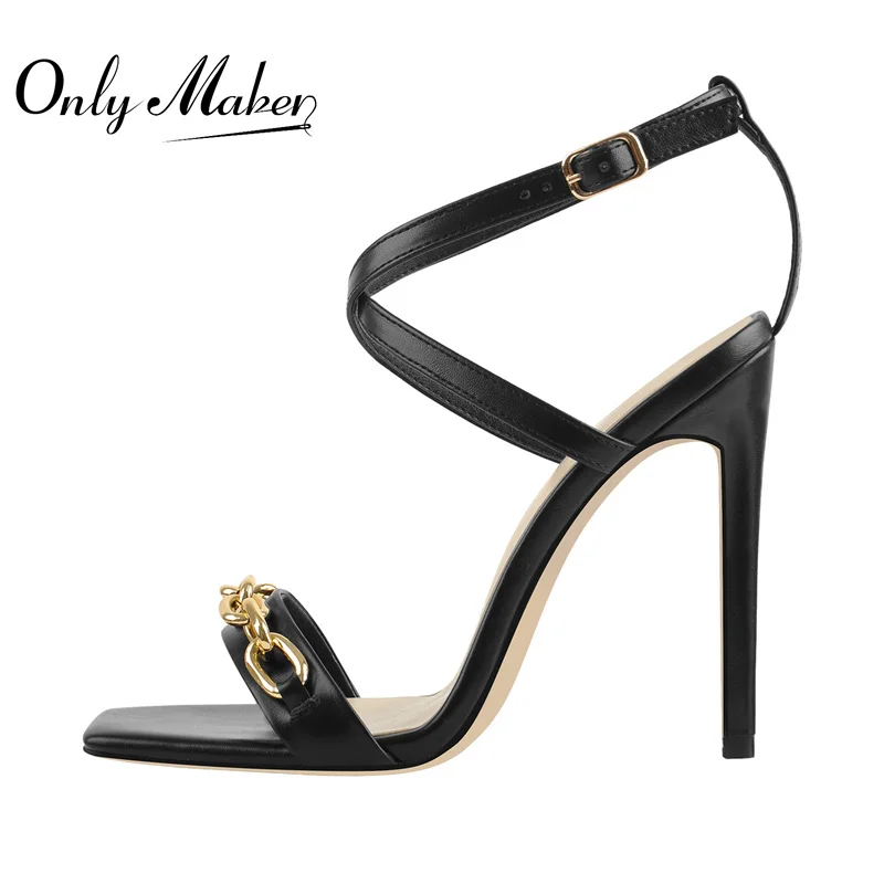 Onlymaker Concise Summer Women's Square Toe Sandals Thin High Heel Cross-Tied Matte Black Metal Chain Buckle 2021 Elegant
Onlymaker Concise Summer Women's Square Toe Sandals Thin High Heel Cross-Tied Matte Black Metal Chain Buckle 2021 Elegant