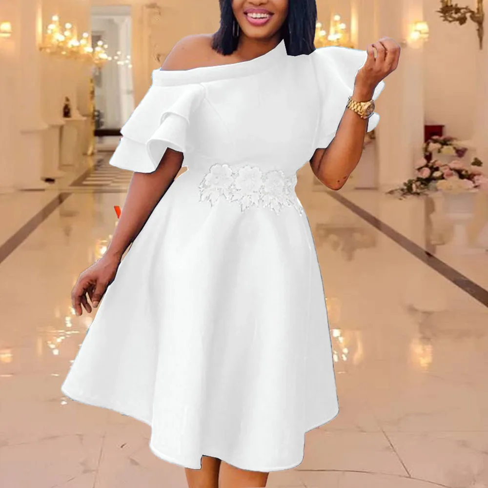 summer white dress african women simple design tunic high waist ruffle short sleeve robe office lady OL elegant a line dresses
summer white dress african women simple design tunic high waist ruffle short sleeve robe office lady OL elegant a line dresses
