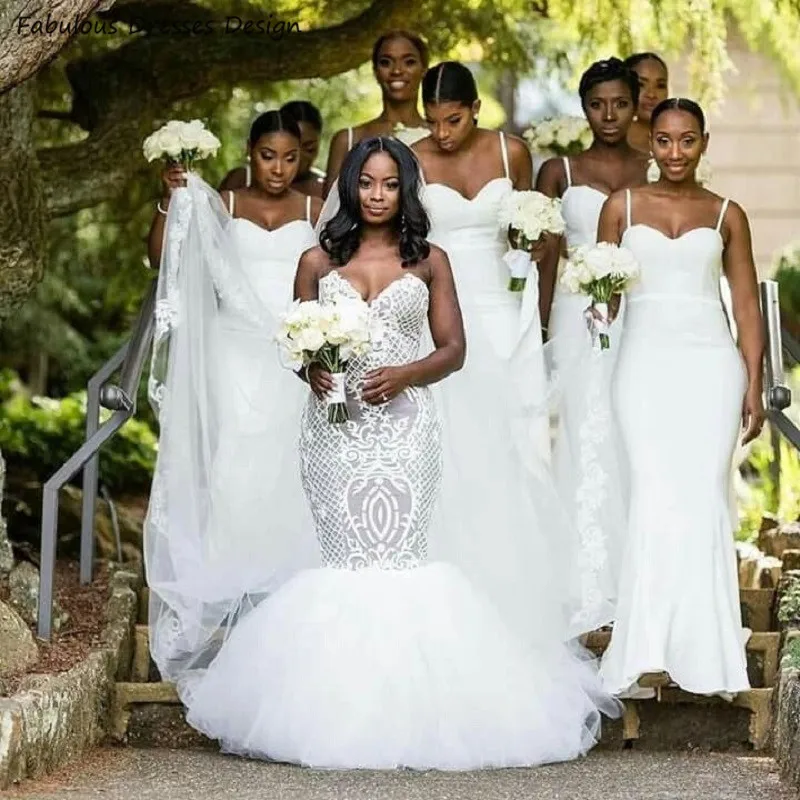 Elegant White Mermaid Long Bridesmaid Dresses 2020 Spaghetti Strap Sweetheart Backless Party Wedding Guest Dress Gown Vestidos
Elegant White Mermaid Long Bridesmaid Dresses 2020 Spaghetti Strap Sweetheart Backless Party Wedding Guest Dress Gown Vestidos