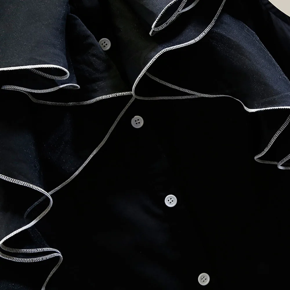 Fashion Color Contrast Splicing Irregular Sweet Ruffle Blouse 2021 Summer New Round Neck Single-breasted Women's Casual
Fashion Color Contrast Splicing Irregular Sweet Ruffle Blouse 2021 Summer New Round Neck Single-breasted Women's Casual