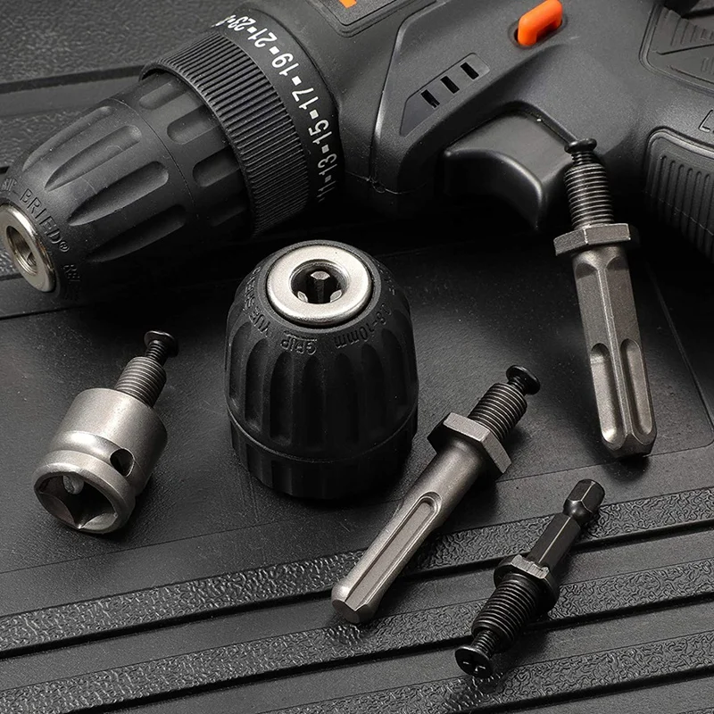 3/8-24UNF Keyless Drill Chuck Converter Conversion Tool with Hex Round Square Shank for Impact Hammer Electric Wrench 
3/8-24UNF Keyless Drill Chuck Converter Conversion Tool with Hex Round Square Shank for Impact Hammer Electric Wrench
