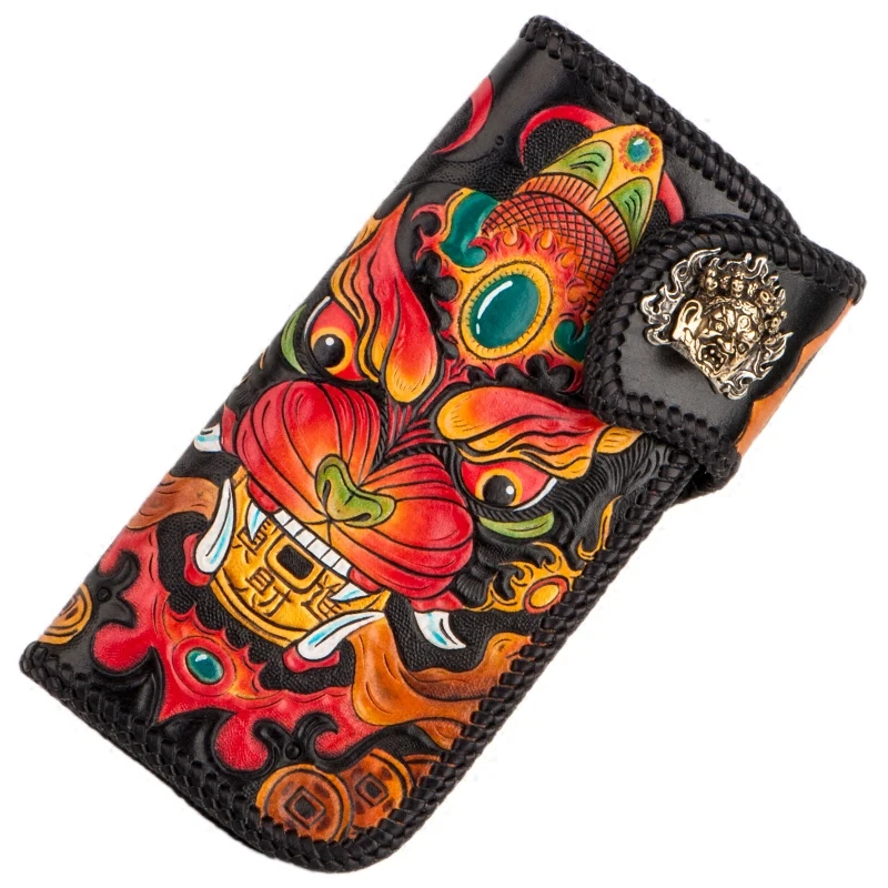 Handmade Genuine Leather Wallets Carving Lion Hasp Bag Purses Women Men Long Clutch Vegetable Tanned Leather Wallet
Handmade Genuine Leather Wallets Carving Lion Hasp Bag Purses Women Men Long Clutch Vegetable Tanned Leather Wallet