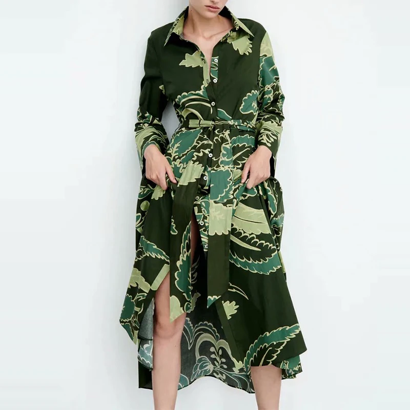 Za 2021 Autumn Fashion Women Green Print Shirt Dress Long Sleeve Ladies High Street Maxi Dress With Slash OZZ1236
Za 2021 Autumn Fashion Women Green Print Shirt Dress Long Sleeve Ladies High Street Maxi Dress With Slash OZZ1236