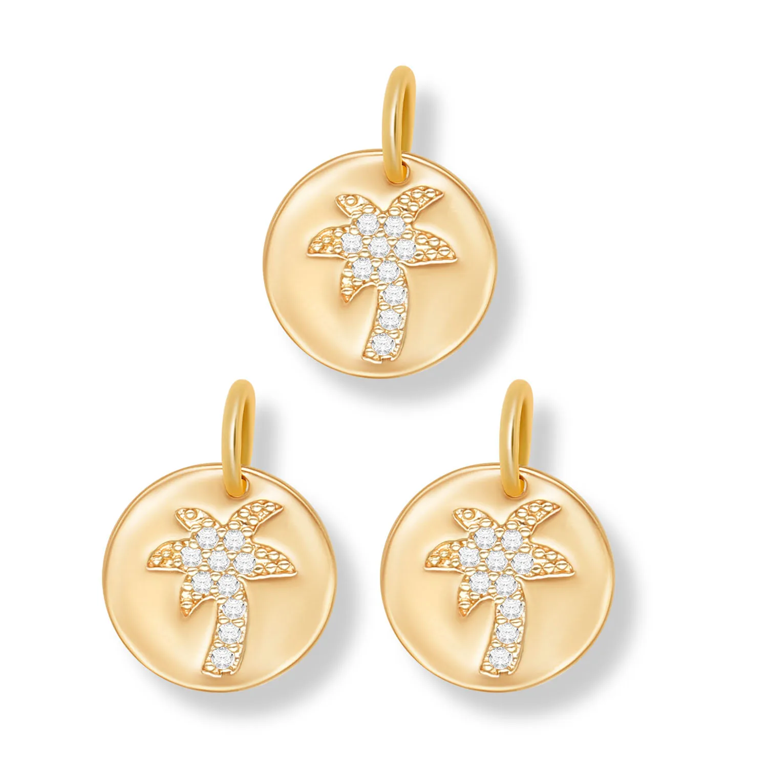 AAA White Cubic Zirconia Crystal Gold-plated Round Discs Coconut Palm Tree Lucky Charm Pendant For Necklace Earrings Jewelry DIY
AAA White Cubic Zirconia Crystal Gold-plated Round Discs Coconut Palm Tree Lucky Charm Pendant For Necklace Earrings Jewelry DIY