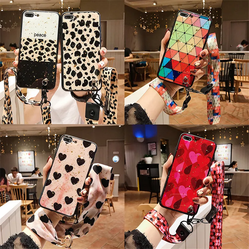 Модный чехол с блестками и ремешком для телефона iPhone 7 plus 6 6S 8 Plus 11 pro max XS Max X XR