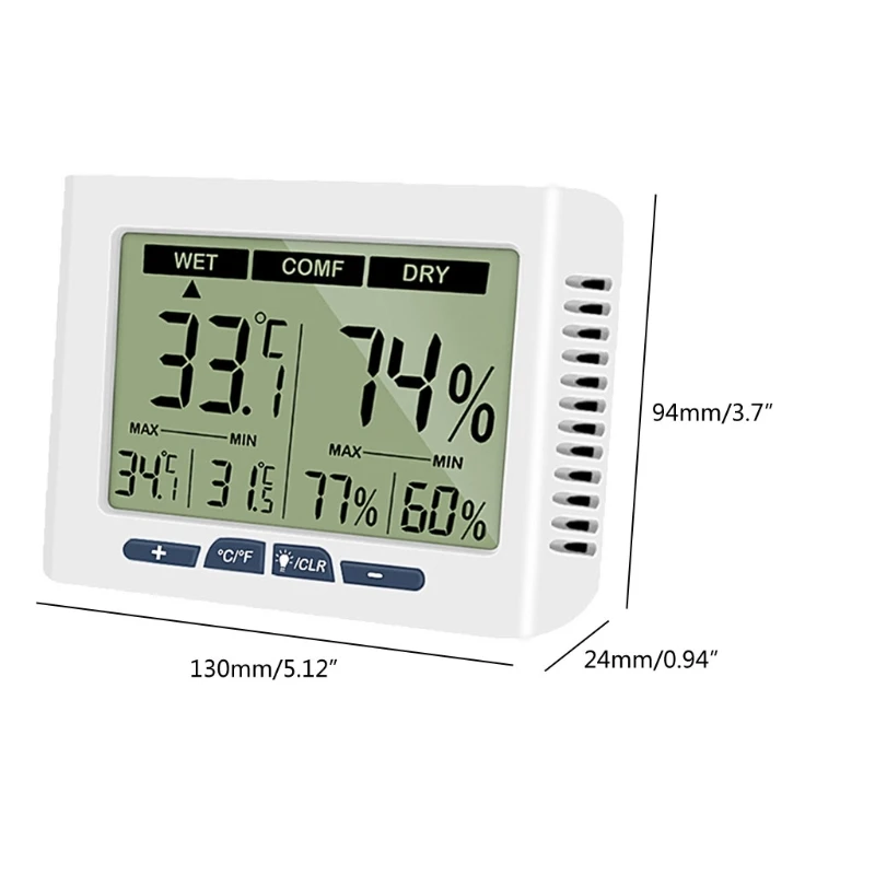 LCD Hygrometer Indoor Thermometer, Desktop Digital Thermometer with Temperature and Humidity Monitor for Home Garage 
LCD Hygrometer Indoor Thermometer, Desktop Digital Thermometer with Temperature and Humidity Monitor for Home Garage