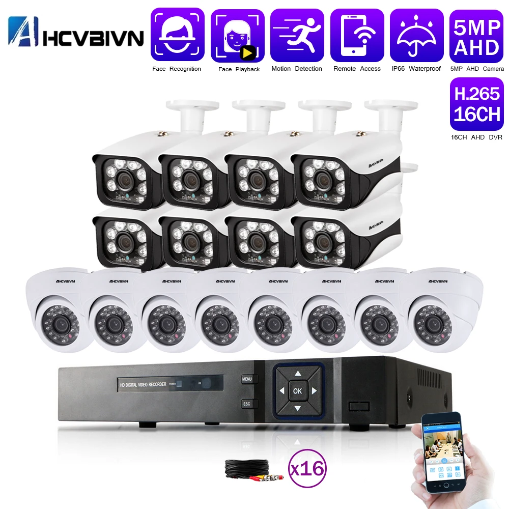 AHCVBIVN DVR CCTV Monitoring Security Camera System Kit 16PCS IR Outdo or 5.0MP Security Camera P2P Video Surveillance Set
AHCVBIVN DVR CCTV Monitoring Security Camera System Kit 16PCS IR Outdo or 5.0MP Security Camera P2P Video Surveillance Set