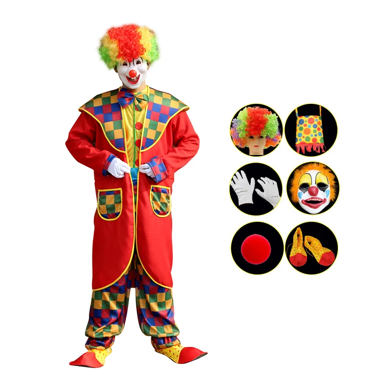 Clown Clothing Adult Style Clowns Costume for Men Cosplay Halloween Masquerade Circus Horror Scary Funny Party Performance
Clown Clothing Adult Style Clowns Costume for Men Cosplay Halloween Masquerade Circus Horror Scary Funny Party Performance