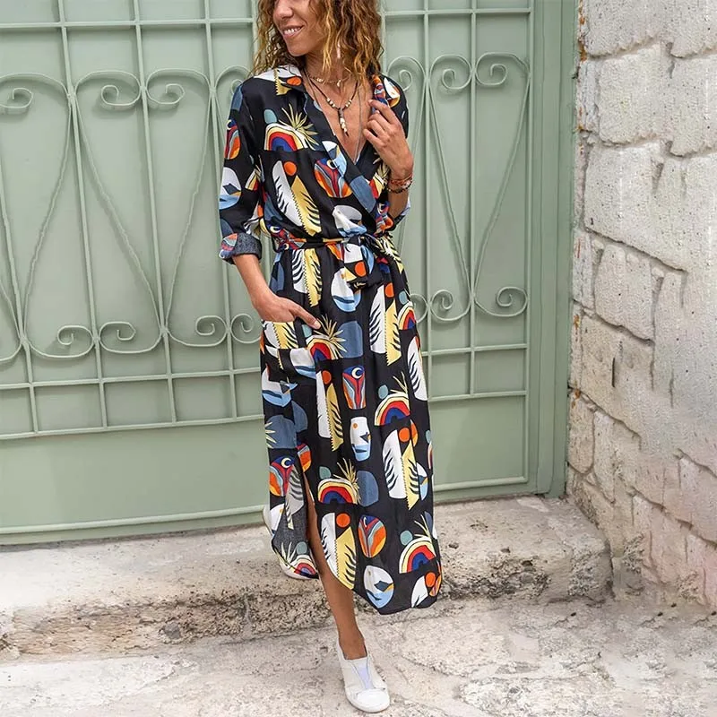 2022 Spring Maxi Dess Women Fashion Turn Down Collar Long Sleeve Floral Print Casual Boho Beach Dress Plus Size Dress Sundress
2022 Spring Maxi Dess Women Fashion Turn Down Collar Long Sleeve Floral Print Casual Boho Beach Dress Plus Size Dress Sundress
