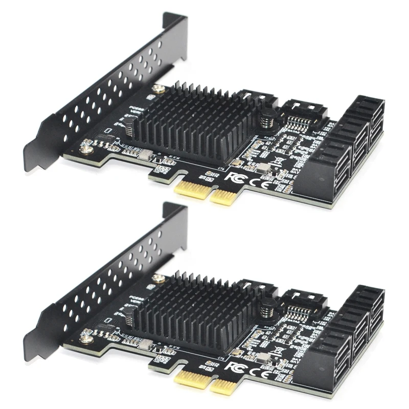 

2X 88SE9215 Чип 8 портов SATA 3,0 на PCIe Плата расширения PCI адаптер SATA 3 конвертер с радиатором для HDD