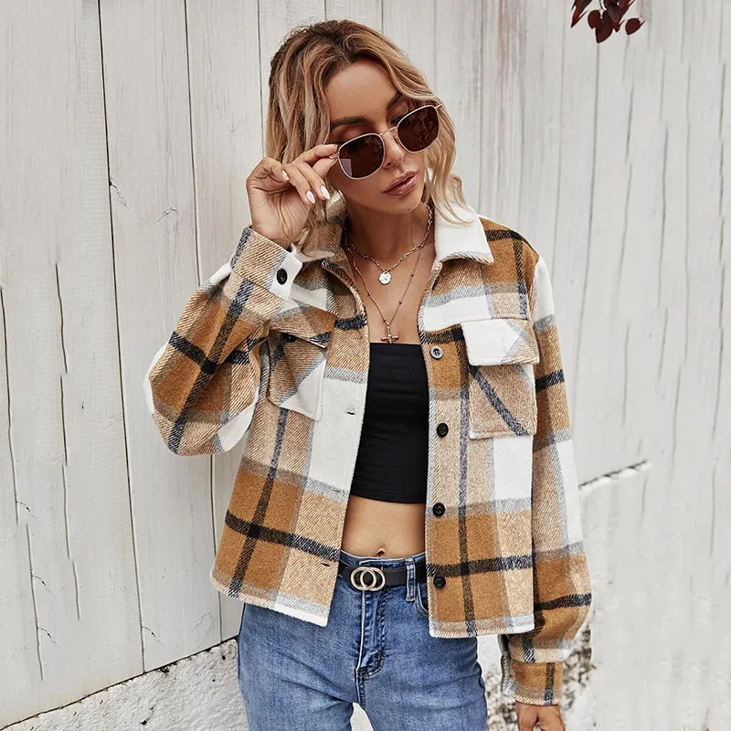Fashion Plaid Single-Breasted Short Women Jacket And Coat New Long Sleeve Winter Clothes Jacket Woman Veste Femme
Fashion Plaid Single-Breasted Short Women Jacket And Coat New Long Sleeve Winter Clothes Jacket Woman Veste Femme