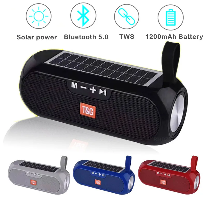 Bluetooth колонка с зарядкой от солнечной батареи Портативная Беспроводная стерео