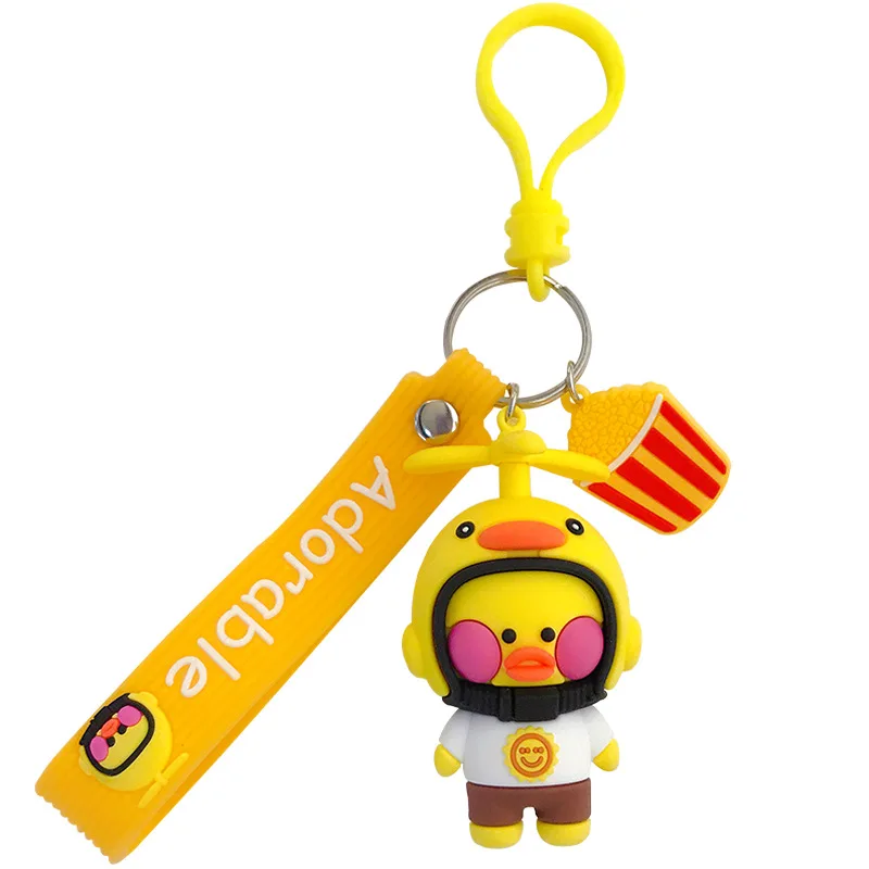 2020 New Product Cute Cartoon Glue Helmet Duck Keychains Creative Trend Automobile Key Chain Bag Pendant Small Gift Ring | Украшения и