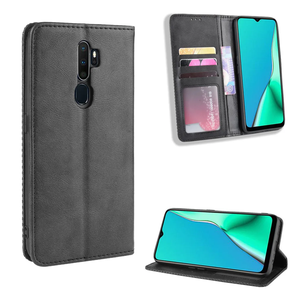 Роскошный кожаный чехол бумажник с подставкой и кредитными слотами для Oppo F11 Pro A9