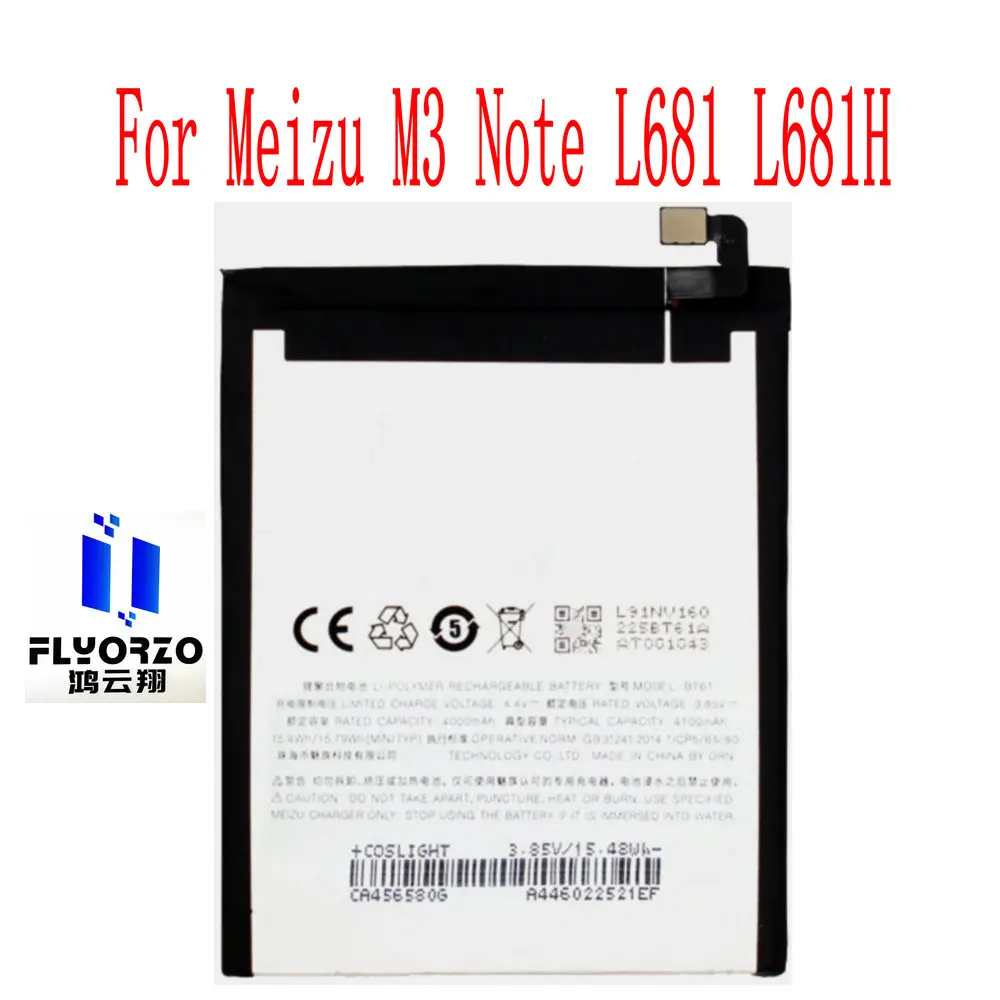 

10Pcs/lot Brand new high quality 4000mAh BT61 Battery For Meizu M3 Note L681H L681Mobile Phone