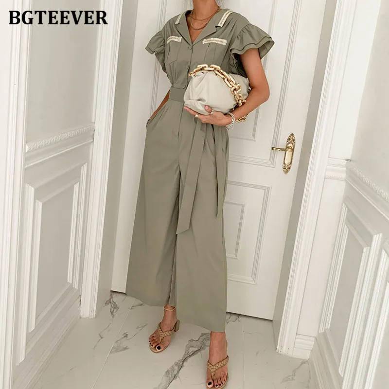 BGTEEVER Fashion Chic Notched Collar Women Solid Jumpsuits Overalls Summer Short Sleeve Lace-up Slim Female Playsuits 2021
BGTEEVER Fashion Chic Notched Collar Women Solid Jumpsuits Overalls Summer Short Sleeve Lace-up Slim Female Playsuits 2021