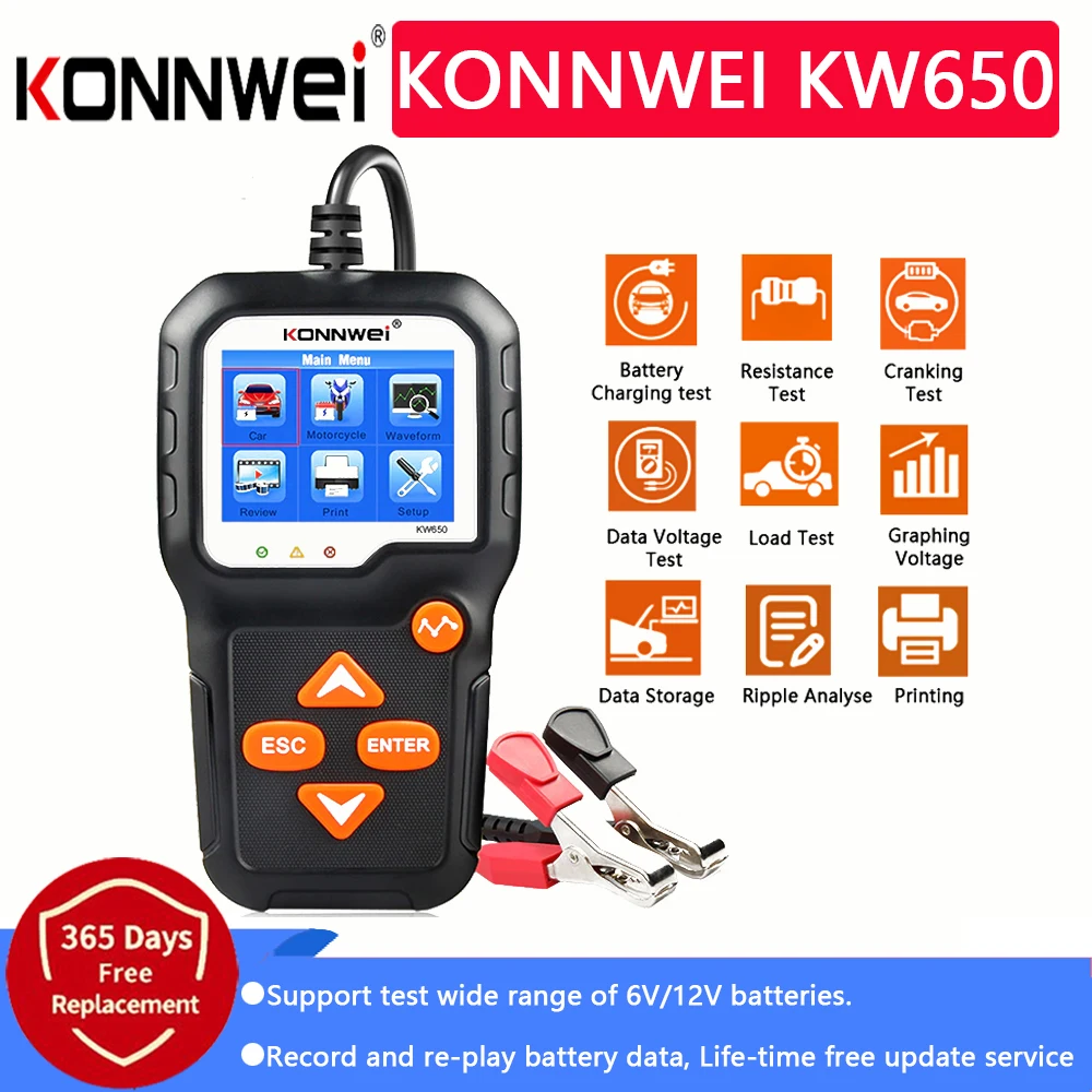 Тестер автомобильного аккумулятора KONNWEI KW650, цифровой светодиодный дисплей, поддержка 12 В, 6 в, Быстрая проверка аккумулятора автомобиля, мот...
Тестер автомобильного аккумулятора KONNWEI KW650, цифровой светодиодный дисплей, поддержка 12 В, 6 в, Быстрая проверка аккумулятора автомобиля, мот...