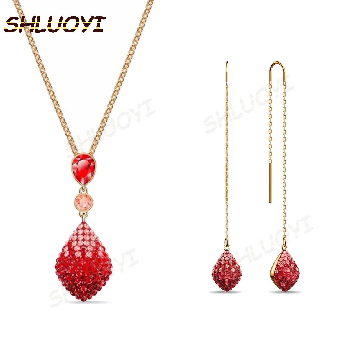 SHLUOYI Fashion jewelry SWA new elegant elegant noble red drop shaped pendant women's charm necklace
SHLUOYI Fashion jewelry SWA new elegant elegant noble red drop shaped pendant women's charm necklace