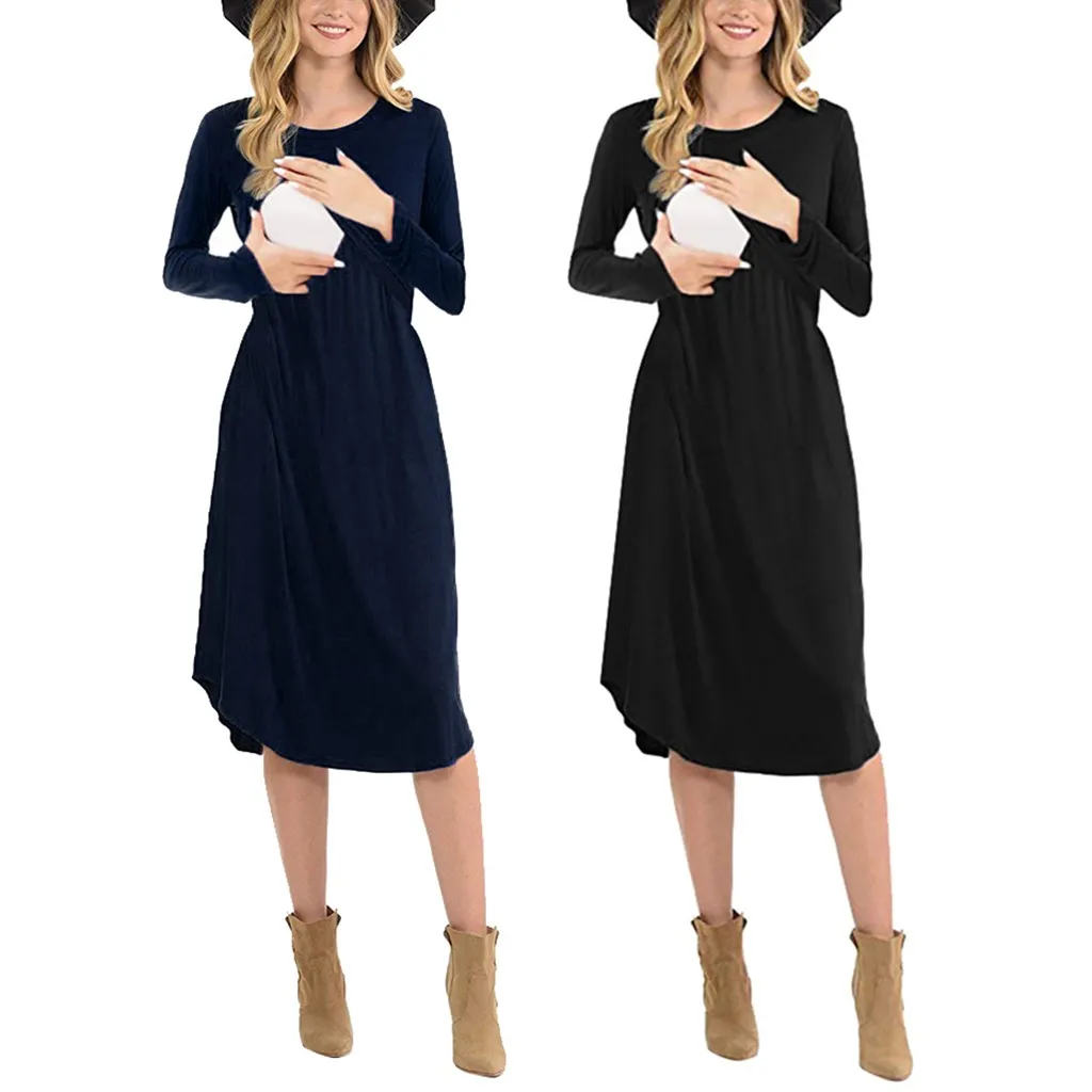 Women Dress Women Maternity Long Sleeve Solid Nursing Sleepwear Dress For Breastfeeding Maternity Dresses Plus Size Dress
Women Dress Women Maternity Long Sleeve Solid Nursing Sleepwear Dress For Breastfeeding Maternity Dresses Plus Size Dress
