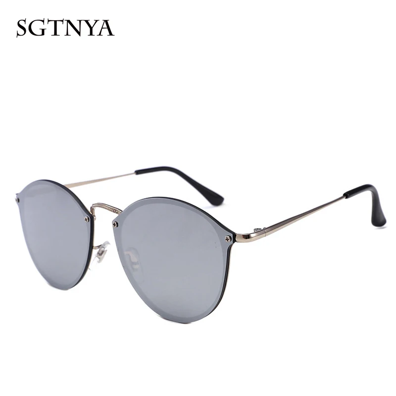New metal retro round frame frameless sunglasses Color film fashion trend men and women UV400 | Аксессуары для одежды