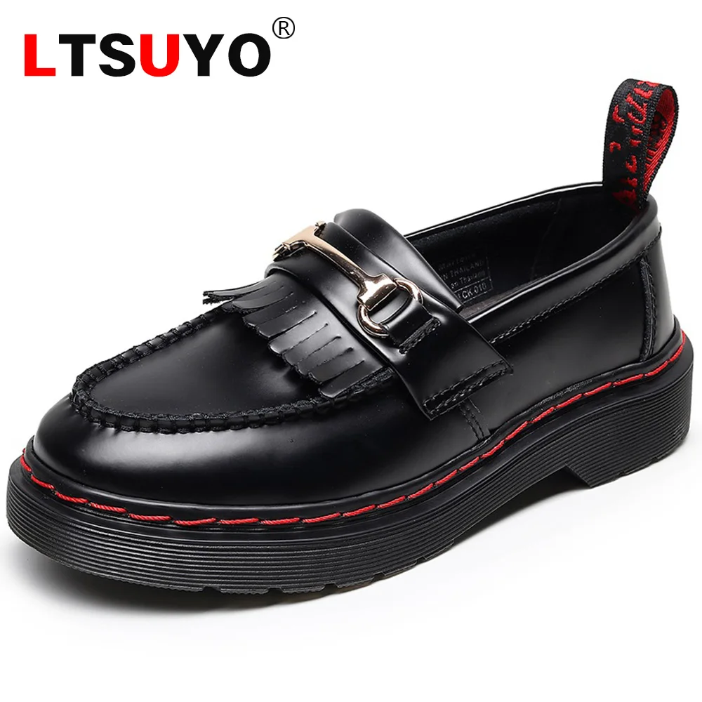 Men's and women's first layer cowhide tassel loafers, female Martin shoes, British style student round head single leather shoes
Men's and women's first layer cowhide tassel loafers, female Martin shoes, British style student round head single leather shoes