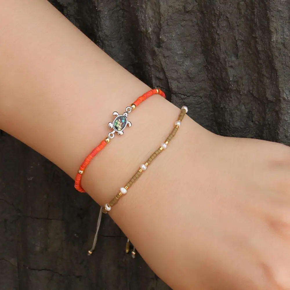 

KELITCH Bracelets Turtles Beaded Strand Charm Bracelets Cuff Bangles Friendship Jewelry Unisex Undefined Kpop Accessories