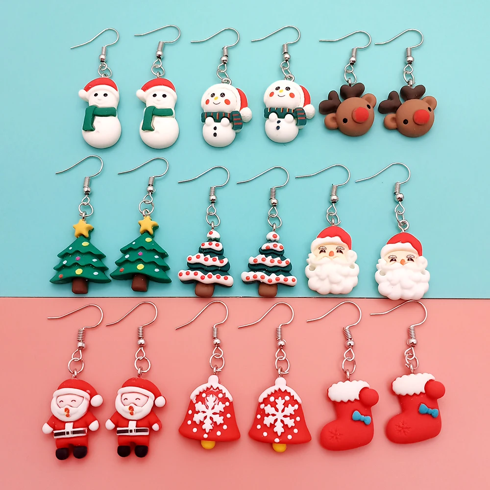 Resin Cute Santa Claus Dangle Earrings for Women Lovely Snowman Earrings Elk Jewelry for Christmas
Resin Cute Santa Claus Dangle Earrings for Women Lovely Snowman Earrings Elk Jewelry for Christmas