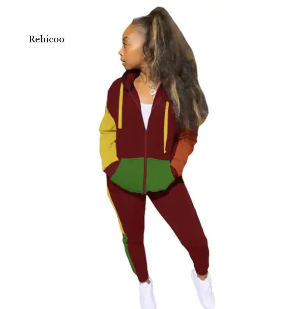 Women European and American Multi Color Splicing Popular Colorblock Hoodie Leisure Temperament Commuting 2-Piece Set
Women European and American Multi Color Splicing Popular Colorblock Hoodie Leisure Temperament Commuting 2-Piece Set
