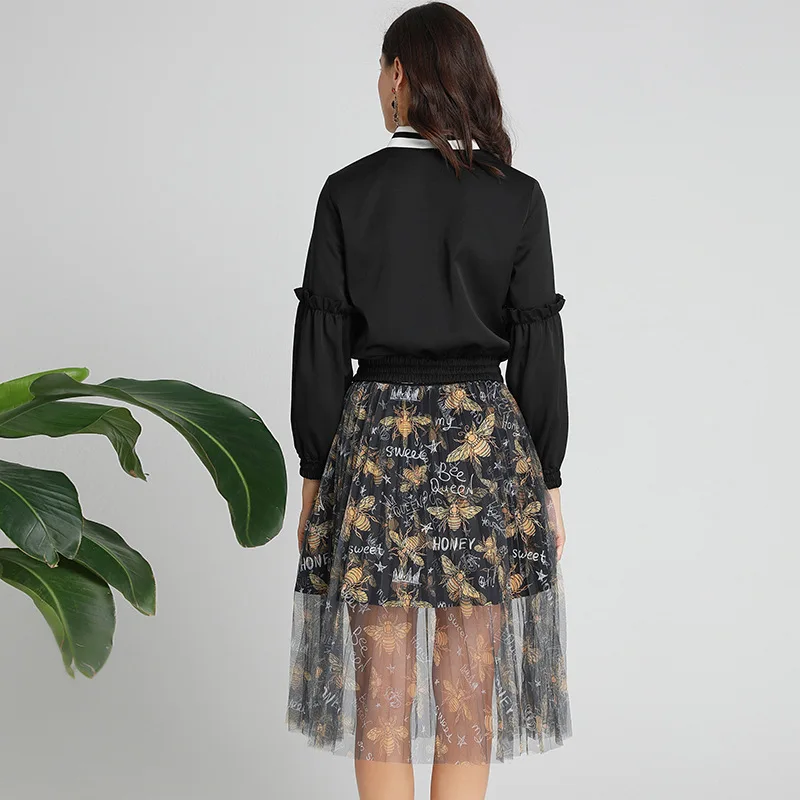 Show Thin Black Temperament Twinset Women's New Embroidery Tassel Long-Sleeved Coat Mesh Pleated Skirt Trendy
Show Thin Black Temperament Twinset Women's New Embroidery Tassel Long-Sleeved Coat Mesh Pleated Skirt Trendy
