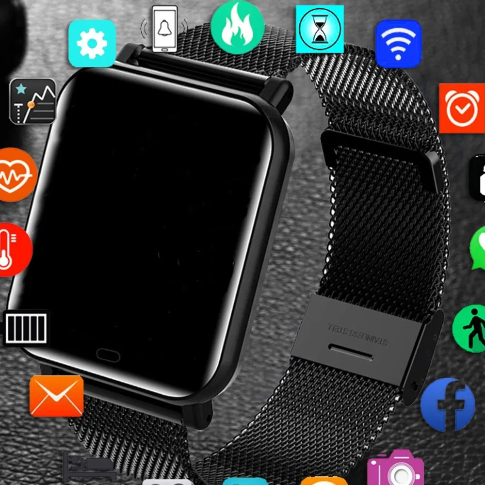 Мужские и женские спортивные Смарт-часы, водонепроницаемые наручные часы для Android и IOS,
Мужские и женские спортивные Смарт-часы, водонепроницаемые наручные часы для Android и IOS,
