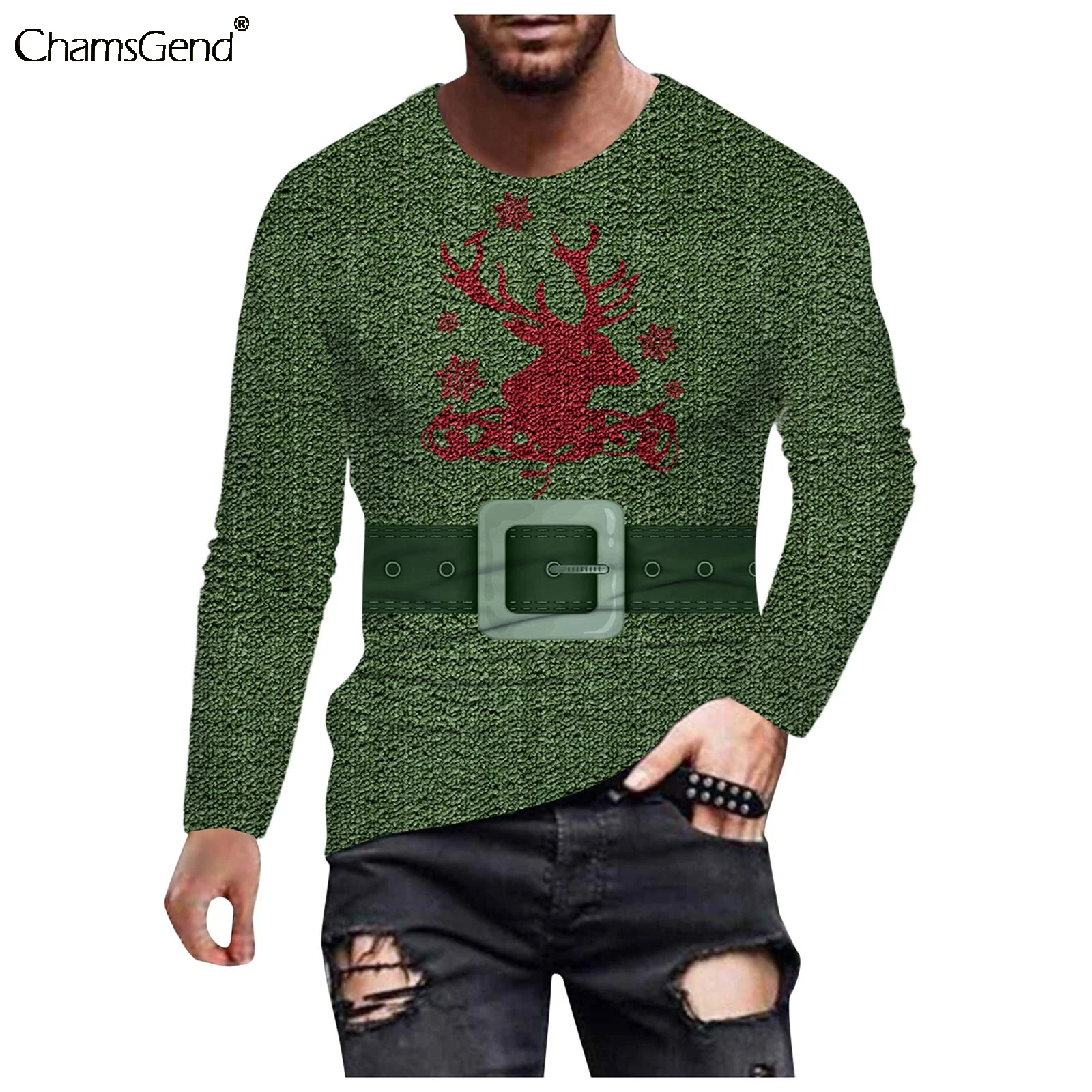 3d Faux Belt Deer Print Men Green Shirt Spring Autumn Long Sleeve Tee Man Christmas Basic Tops Streetwear Men Tshirt Plus Size
3d Faux Belt Deer Print Men Green Shirt Spring Autumn Long Sleeve Tee Man Christmas Basic Tops Streetwear Men Tshirt Plus Size
