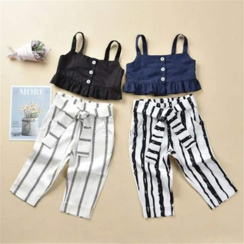 Fashion Kids Baby Girls Clothes Sets Ruffles Sleeveless Solid Vest Tank Tops Striped Long Pants Outfits Sunsuit Summer Set 6M-4Y
Fashion Kids Baby Girls Clothes Sets Ruffles Sleeveless Solid Vest Tank Tops Striped Long Pants Outfits Sunsuit Summer Set 6M-4Y