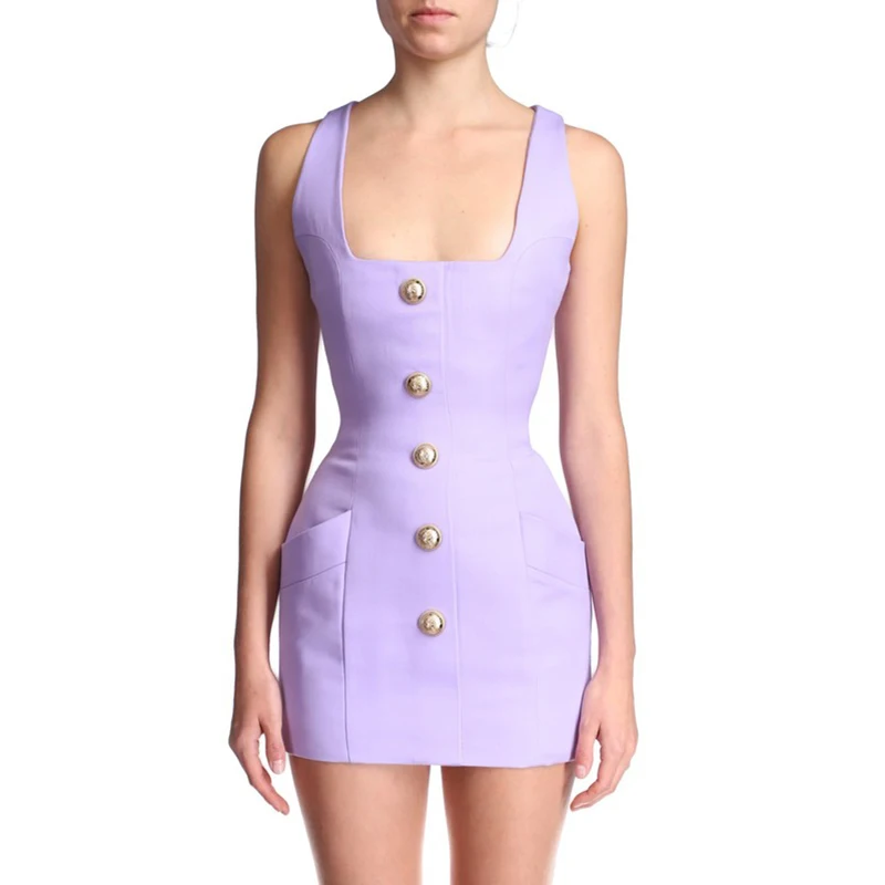HIGH QUALITY Newest 2022 Designer Dress Women's Sleeveless Lion Buttons Square Collar Tank Dress
HIGH QUALITY Newest 2022 Designer Dress Women's Sleeveless Lion Buttons Square Collar Tank Dress