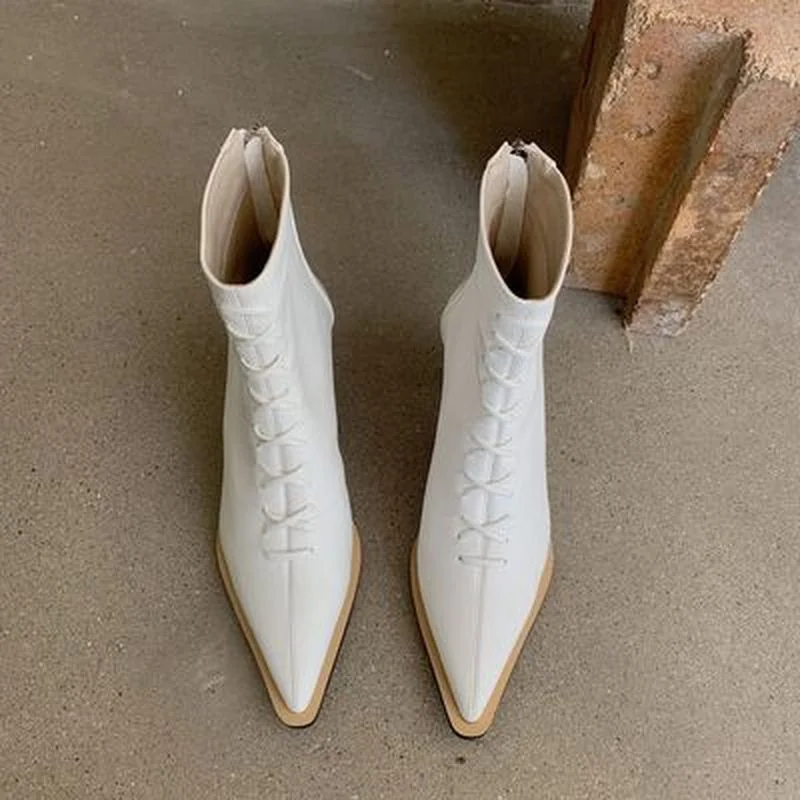 2022 Winter Designer Women Lace Up Ankle Boots Thin High Heel Pointed Toe Short Boot Shoes Ladies Dress Pumps Chelsea
2022 Winter Designer Women Lace Up Ankle Boots Thin High Heel Pointed Toe Short Boot Shoes Ladies Dress Pumps Chelsea