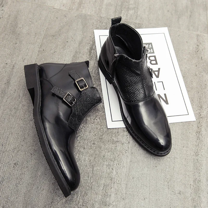 New Fashion Men Dress Shoes High Top Breathable Waterproof Leather Black Boots Pointed Toe Zip Business Shoes Zapatillas Hombre
New Fashion Men Dress Shoes High Top Breathable Waterproof Leather Black Boots Pointed Toe Zip Business Shoes Zapatillas Hombre